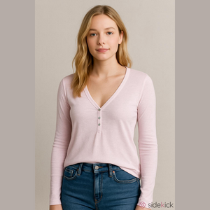 Victoria's Secret Light Pink V-neck Henley Long Sleeve Sleepwear Shirt Top